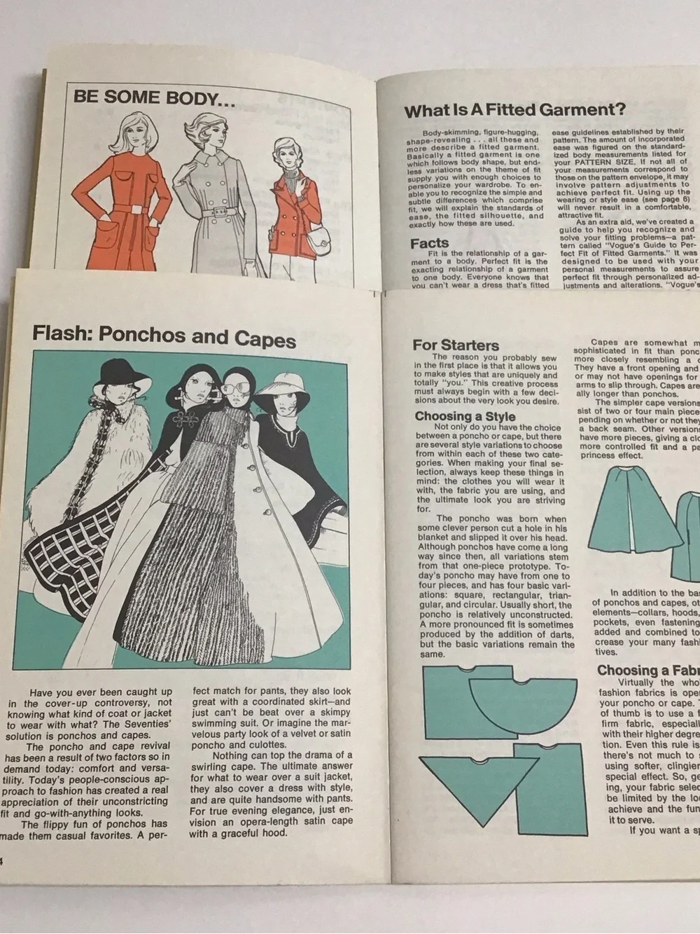Vintage Vogue Sewing Guide Books SET Fitted Garment 1972 Ponchos Capes 1971 EUC